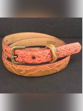 The Worth Collection Textured Embossed Genuine Leather Skinny Belt Size XS